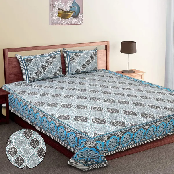 Blue_Cotton_The_Jaipuri_Lattice_Double_Bedsheet_With_Pillow_Cover
